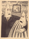 Artist: b'Hay, Bill.' | Title: b'Black Deaths' | Date: 1989, June - August | Technique: b'lithograph, printed in black ink, from one stone; hand-coloured'