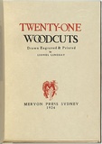 Artist: b'LINDSAY, Lionel' | Title: b'[title page] Twenty-one woodcuts' | Date: 1924 | Technique: b'woodcut, printed in red and black ink, from two blocks' | Copyright: b'Courtesy of the National Library of Australia'