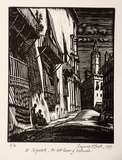 Artist: b'McGrath, Raymond.' | Title: b'El Riguelete, the bell-tower of Valencia' | Date: 1927 | Technique: b'woodengravin, printed in black ink, from one block'