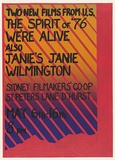 Artist: EARTHWORKS POSTER COLLECTIVE | Title: Two new films from the U.S.: The spirit of '76. We're alive., also Janie's Jamie Wilmington | Date: 1976 | Technique: screenprint, printed in colour, from two stencils