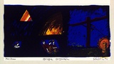 Artist: b'Schlitz, Michael.' | Title: b'Greeting card: Christmas - Epilogue Gilgamesh' | Date: 1991 | Technique: b'screenprint, printed in colour, from multiple stencils'