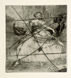 Artist: b'FEINT, Adrian' | Title: b'(Woman in full dress) [Plate two].' | Date: c.1922 | Technique: b'etching, printed in black ink, from one plate' | Copyright: b'Courtesy the Estate of Adrian Feint'