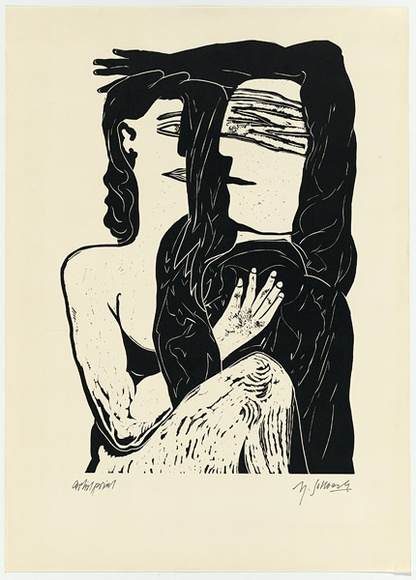 Artist: b'SELLBACH, Udo' | Title: b'Blind lovers.' | Date: 1985 | Technique: b'linocut'