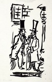 Artist: b'Barwell, Geoff.' | Title: b'(Dickensian characters).' | Date: (1955) | Technique: b'linocut, printed in black ink, from one block'