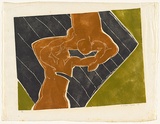 Title: not titled [lovers on beach] | Date: 1964 | Technique: linocut, printed in colour, from one block