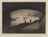Artist: Cobb, Victor. | Title: Winter's nocturne, Princes Bridge. | Date: 1921 | Technique: etching, printed in black ink with plate-tone, from one plate