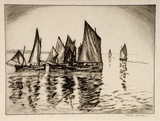 Artist: b'Hayley-Lever, Richard.' | Title: b'Underway' | Date: 1930s | Technique: b'etching, printed in black ink, from one plate'