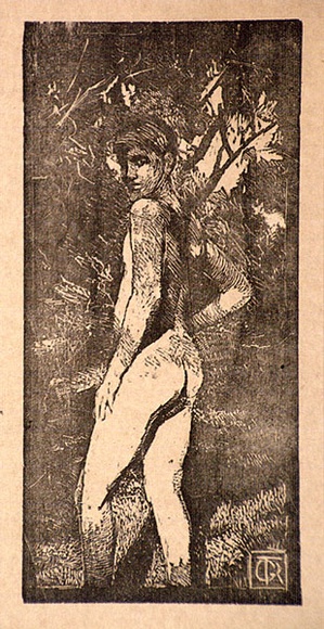 Artist: Reynolds, Frederick George. | Title: The bather | Date: (1928) | Technique: woodcut, printed in warm black ink, from one block