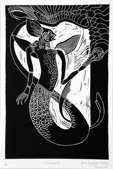 Artist: b'Meeks, Arone Raymond.' | Title: b'Waterspirit' | Date: 1989 | Technique: b'linocut, printed in black ink, from one block'