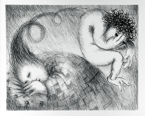 Artist: b'BOYD, Arthur' | Title: b'St Francis when young dreaming of a hunchback.' | Date: (1965) | Technique: b'lithograph, printed in black ink, from one plate' | Copyright: b'Reproduced with permission of Bundanon Trust'