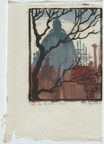 Artist: SPOWERS, Ethel | Title: Val de Grace, Paris. | Date: 1921 | Technique: woodcut, printed in colour, from four blocks