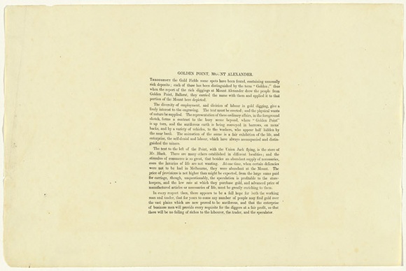 Title: Golden Point, Mount Alexander [text] | Date: 1852 | Technique: letterpress, printed in black ink