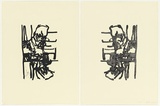 Artist: b'PARR, Mike' | Title: b'Face to face (diptych).' | Date: 2003 | Technique: b'woodcut, printed in black ink, from one block; lithograph, printed in black ink, from one plate'