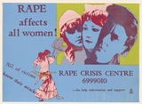 Artist: McMahon, Marie. | Title: Rape affects all women...Rape crisis centre. | Date: 1978 | Technique: screenprint, printed in colour, from multiple stencils | Copyright: © Marie McMahon. Licensed by VISCOPY, Australia