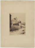Artist: Boyd, Emma Minnie. | Title: (Hiker leaving hillside village). | Date: 1892 | Technique: etching, printed in brown ink, from one plate