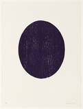 Artist: b'Nixon, John.' | Title: b'not titled [purple oval]' | Date: 1990 | Technique: b'woodcut, printed in blue ink, one block'