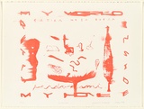 Artist: b'de Clario, Domenico.' | Title: b'Perdonami.' | Date: 1986 | Technique: b'lithograph, printed in red' | Copyright: b'\xc2\xa9 Domenico de Clario. Licensed by VISCOPY, Australia'