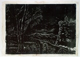 Artist: b'Gilbert, Kevin.' | Title: b'Christmas Eve in the land of the dispossessed' | Date: 1968 | Technique: b'linocut, printed in black ink, from one block'