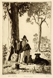 Artist: LINDSAY, Lionel | Title: His only pair. | Date: 1937 | Technique: etching, printed in brown ink, from one plate | Copyright: Courtesy of the National Library of Australia