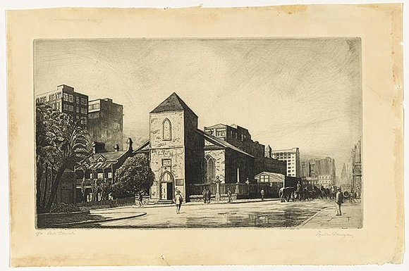 Artist: b'Morgan, Squire.' | Title: b'Scotch Church, Sydney' | Date: c.1930 | Technique: b'etching, printed in black ink, from one plate'