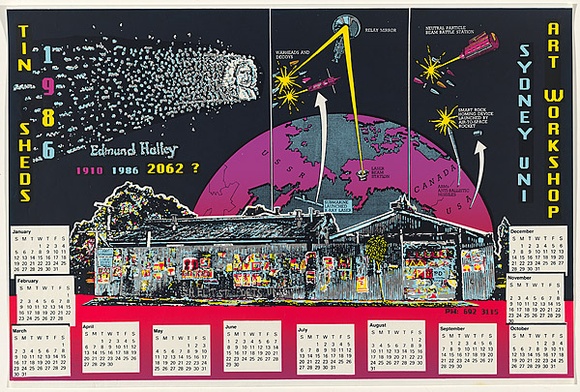 Artist: Debenham, Pam. | Title: 1986 Tin Sheds Calendar. | Date: 1985 | Technique: screenprint, printed in colour, from five stencils
