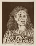 Artist: Miller, Lewis. | Title: June Tupicoff | Date: 1994 | Technique: etching, printed in black ink, from one plate | Copyright: © Lewis Miller. Licensed by VISCOPY, Australia
