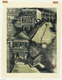 Artist: b'Thorpe, Lesbia.' | Title: b'Evening stroll' | Date: 1981 | Technique: b'woodcut, printed in colour, from three blocks'