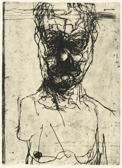 Artist: b'PARR, Mike' | Title: b'Untitled self-portraits 5.' | Date: 1990 | Technique: b'drypoint, printed in black ink, from one copper plate'