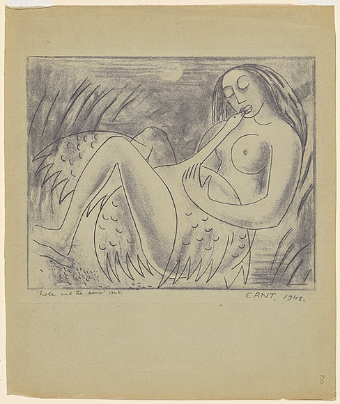 Artist: b'Cant, James.' | Title: b'Leda and the swan.' | Date: 1948 | Technique: b'cliche verre, printed in purple pigment, from one plate'