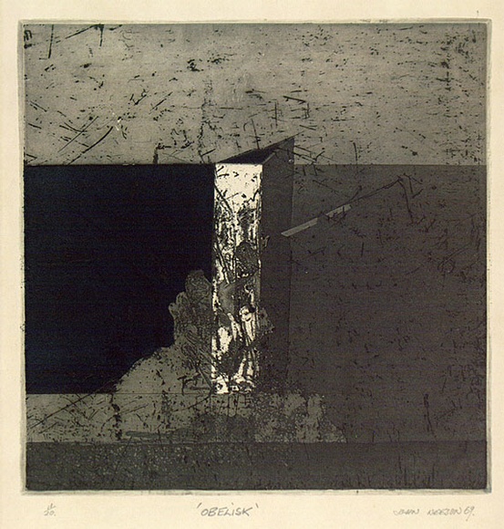 Artist: Neeson, John P. | Title: Obelisk | Date: 1969 | Technique: etching and aquatint, printed in colour, from two  plates