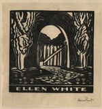 Artist: FEINT, Adrian | Title: Bookplate: Ellen White. | Date: (1933) | Technique: wood-engraving, printed in black ink, from one block | Copyright: Courtesy the Estate of Adrian Feint