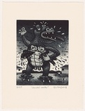 Artist: Mombassa, Reg. | Title: Wounded monster | Date: 2002 | Technique: etching and aquatint, printed in black ink, from one plate