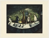 Artist: SHEAD, Garry | Title: Supper | Date: 1995-96 | Technique: etching, printed in blue-black, yellow, red and blue inks, from multiple plates | Copyright: © Garry Shead