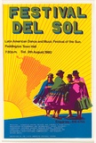 Artist: Lane, Leonie. | Title: Festival del sol: Latin American Dance and Music Festival of the Sun. [1980]. | Date: 1980 | Technique: screenprint, printed in colour, from four stencils | Copyright: © Leonie Lane