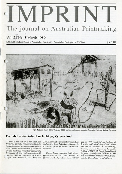 Artist: b'PRINT COUNCIL OF AUSTRALIA' | Title: b'Periodical | Imprint. Melbourne: Print Council of Australia, vol. 24, no. 1,  1989' | Date: 1989