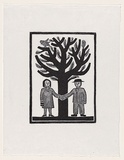 Artist: Groblicka, Lidia. | Title: Tree of two | Date: 1972 | Technique: woodcut, printed in black ink, from one block