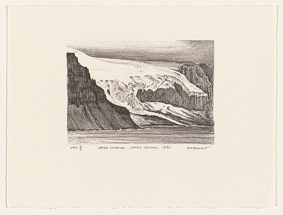 Artist: b'Elliott, Fred W.' | Title: b'Jacka Glacier, Heard Island, 1956' | Date: 1997, February | Technique: b'photo-lithograph, printed in black ink, from one stone' | Copyright: b'By courtesy of the artist'