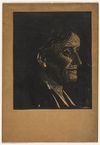 Artist: b'Knight, Jack.' | Title: b'(Portrait)' | Date: c.1934 | Technique: b'linocut, printed in black ink, from one block'