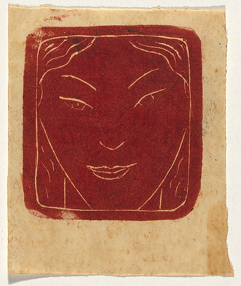 Artist: b'Bell, George..' | Title: b'(Greek head).' | Technique: b'linocut, printed in black ink, from one block'