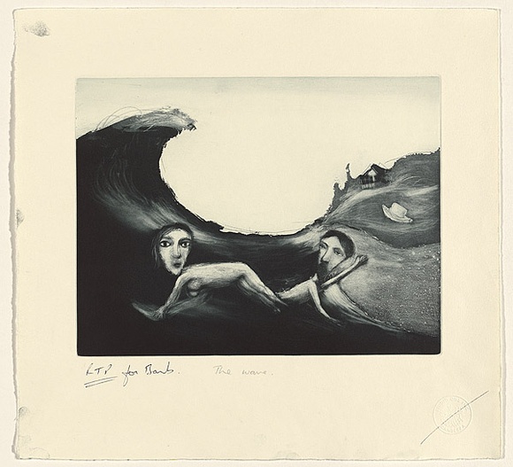 Artist: Shead, Garry. | Title: The wave | Date: 1994-95 | Technique: etching and aquatint, printed in blue-black ink, from one plate | Copyright: © Garry Shead