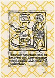 Artist: b'TYNDALL, Peter' | Title: b'A Person Looks At a Work of Art. Someone looks at something ... II' | Date: 1988 | Technique: b'linocut, printed in black ink, from one block; screenprint, printed in yellow ink, from one stencil'