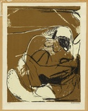 Artist: Whiteley, Brett. | Title: Figures on an ochre background | Date: 1961 | Technique: screenprint, printed in colour, from three stencils | Copyright: This work appears on the screen courtesy of the estate of Brett Whiteley