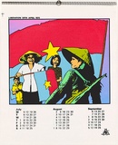 Artist: b'CALLAGHAN, Michael' | Title: b'Calendar: Australia Vietnam Society 1982 July - Sept' | Date: 1982 | Technique: b'screenprint, printed in colour, from seven stencils'
