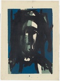Artist: b'MADDOCK, Bea' | Title: b'Jester' | Date: 1961 | Technique: b'lithograph, printed in blue, green and black inks, from three stones'