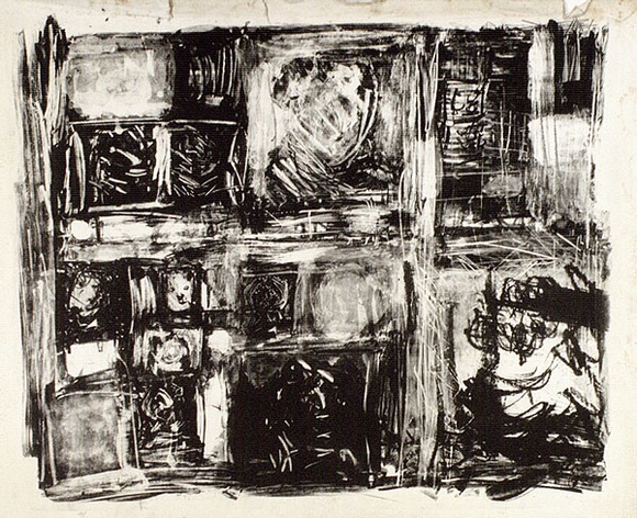 Artist: b'Halpern, Stacha.' | Title: b'not titled [Series of faces]' | Date: c.1963 | Technique: b'lithograph, printed in black ink, from one stone [or plate]'