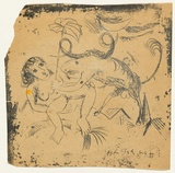 Artist: BOYD, Arthur | Title: (Nude and ram with umbrella). | Date: 1944 | Copyright: Reproduced with permission of Bundanon Trust