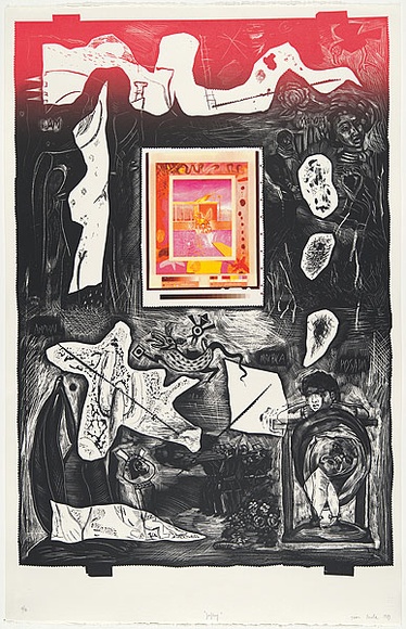 Artist: b'Davila, Juan.' | Title: b'Grafting.' | Date: 1989 | Technique: b'screenprint, printed in colour, from four stencils'