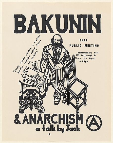 Title: b'Bakunin' | Date: 1976 | Technique: b'screenprint, printed in black ink, from one stencil'