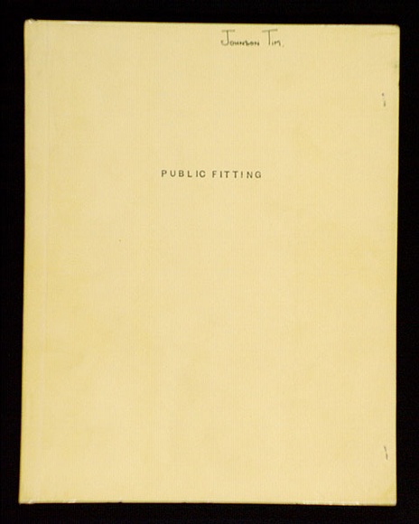 Artist: b'Johnson, Tim.' | Title: b(from Fittings: an artist's book containing [25] pp., incl., [15] pp., of illustration, [5] blue sheets, yellow cardboard cover). | Date: c.1971 | Technique: b'offset-lithograph on typescript' | Copyright: b'\xc2\xa9 Tim Johnson'