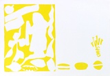 Artist: b'Rankine, Emily.' | Title: b'Ngurrju Miyi, Maju Maji (Good Food Bad Food) (yellow stencil)' | Date: 1990 | Technique: b'screenprint, printed in colour, from three stencils'
